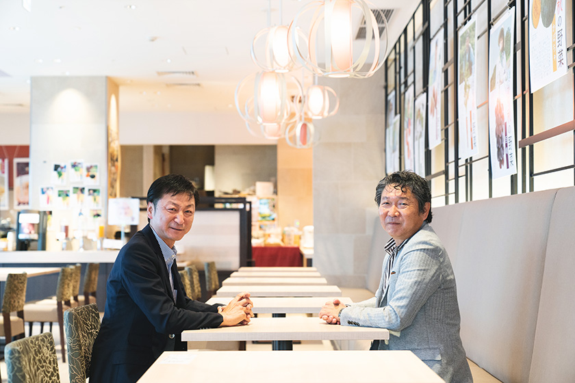 左から、西部ガス 営業本部 福岡都市開発部 業用開発グループ主任 牧村さんとグラノ24K 常務執行役員 ぶどうの樹カンパニー 森田さん