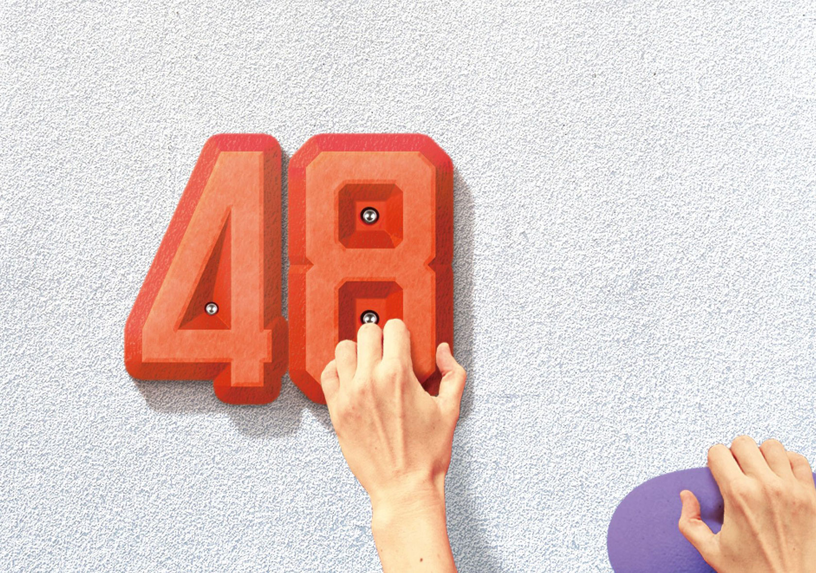 ひのさと48の外壁にクライミング器具を設置したイメージ